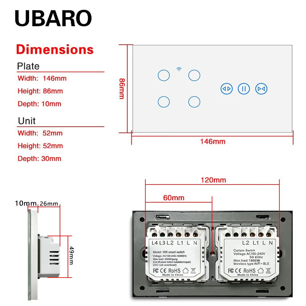 UBARO Interruptor de luz intel - App Home Improvement avaliação e preço